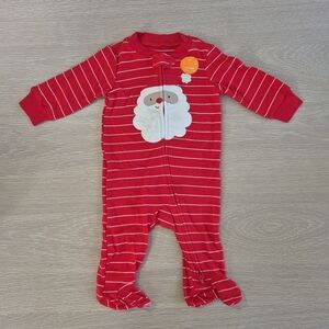 Infant 6 Months Festive Red Santa Baby Footie Pajamas